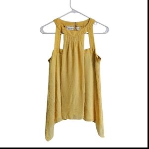 Bisou Bisou Mustard Yellow Halter Neck Flowy Camisole